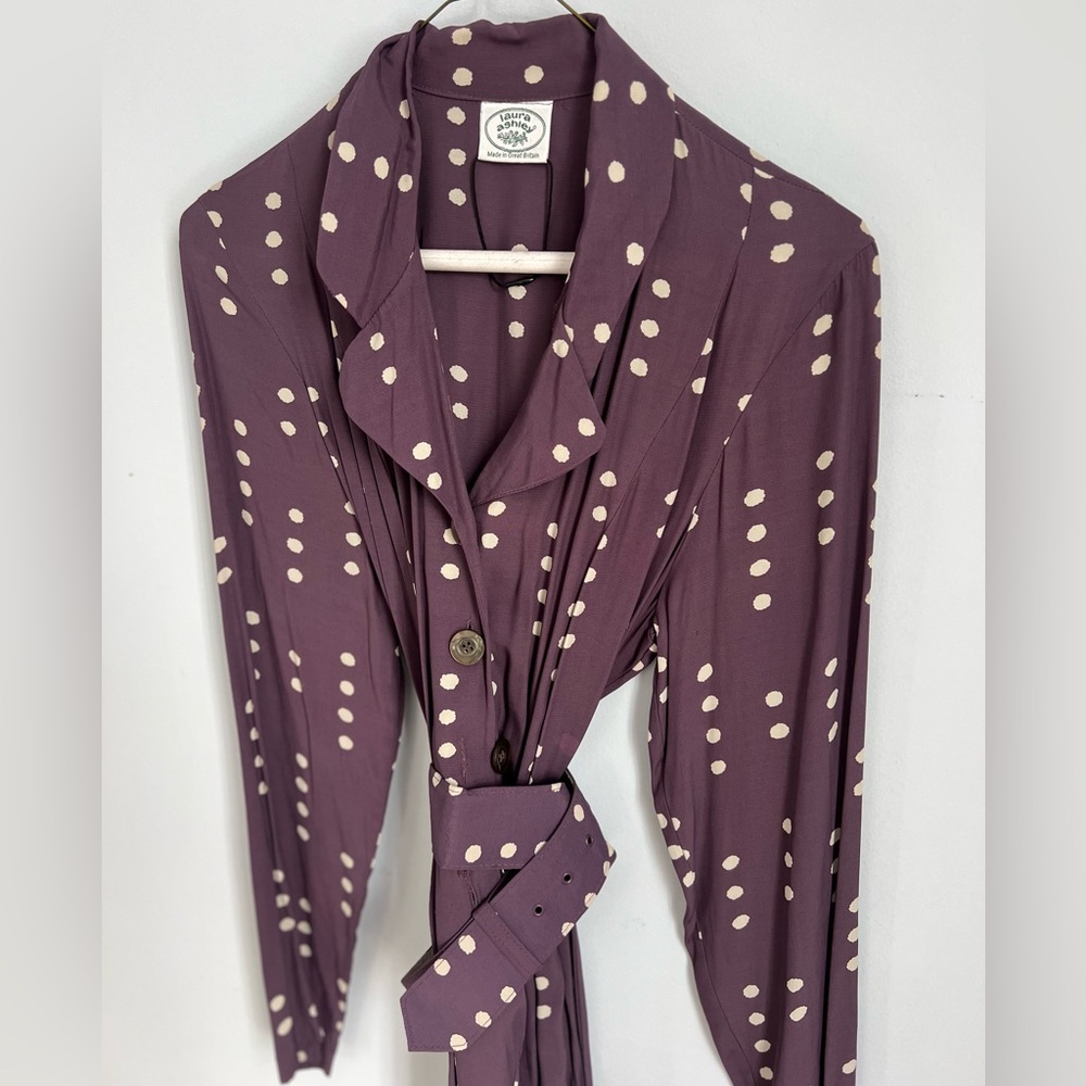 Vintage Laura Ashley Belted Polka Dot Dress 4